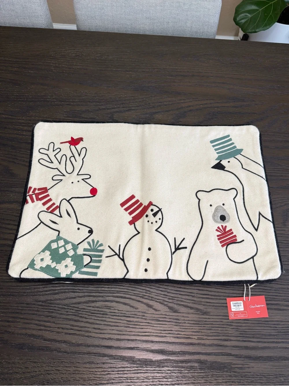 Crate & Barrel Arctic Friends Christmas Pillow Cover 22x15 NWT Joan Anderson